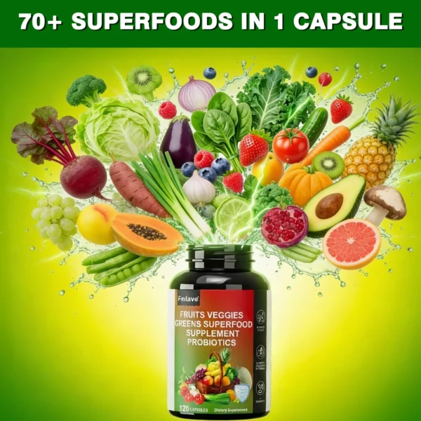 70+ Fruits & Greens Superfood Capsules.